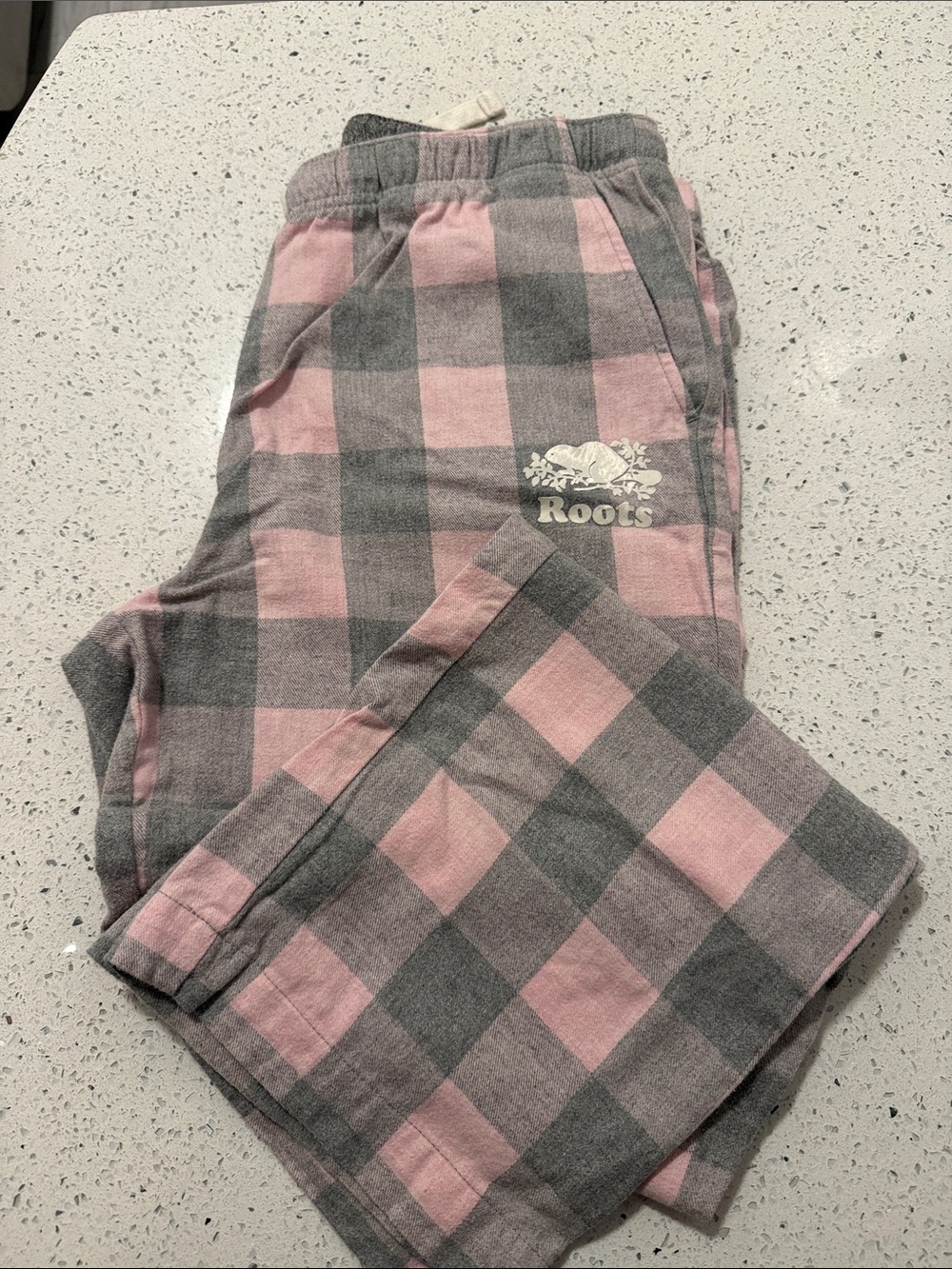 Roots Pink and Gray Buffalo Check Pajama Bottoms